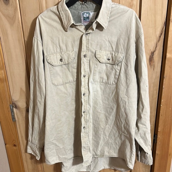 Vintage Keystone Casuals Men’s Khaki Button-Up Shirt - Picture 1 of 4
